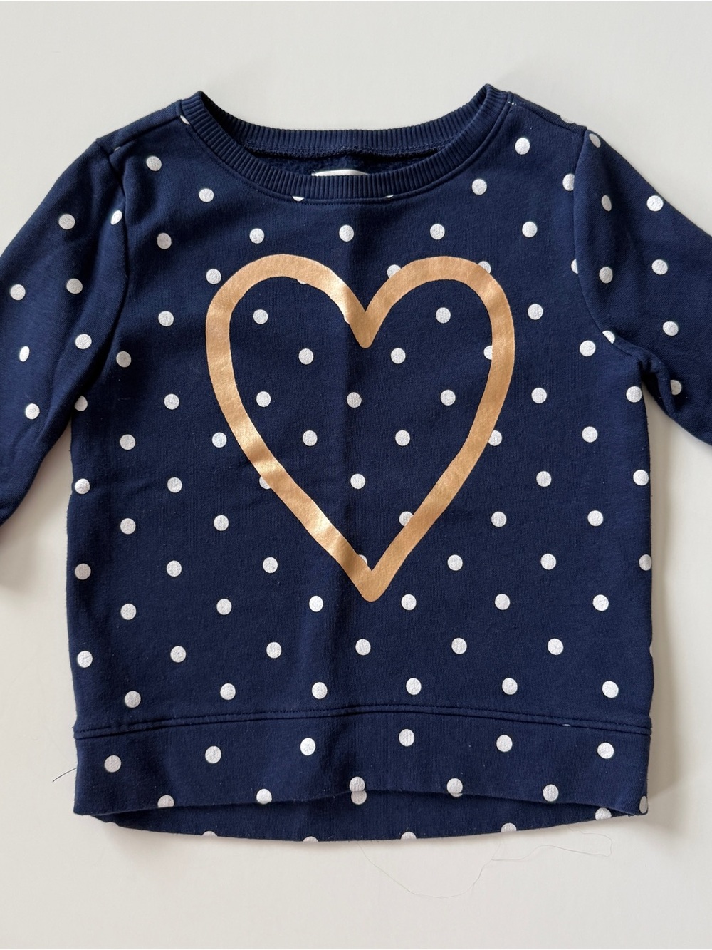 Old Navy Girls Navy Polka Dot Sweater with Gold Heart